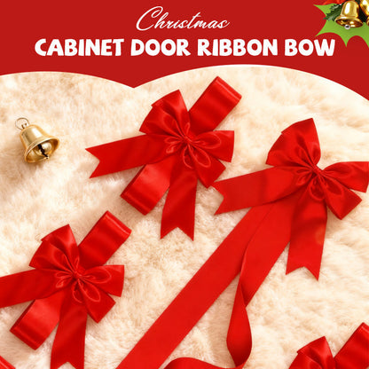 🎄🎀 Large Christmas Cabinet Bow – Pre-Tied Satin Ribbon Door Decoration