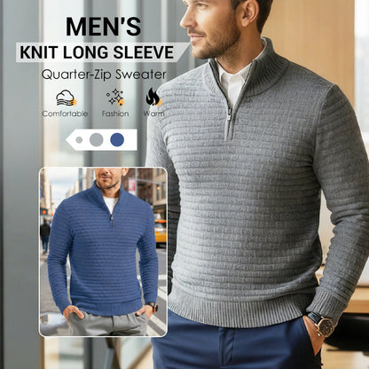 🖤🤍Black Friday Sale🤍🖤Men's Knit Long Sleeve Quarter-Zip Sweater