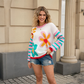 Women’s Color-Block Floral Striped Pullover Sweater