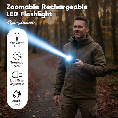High-Lumen Zoomable Rechargeable LED Flashlight