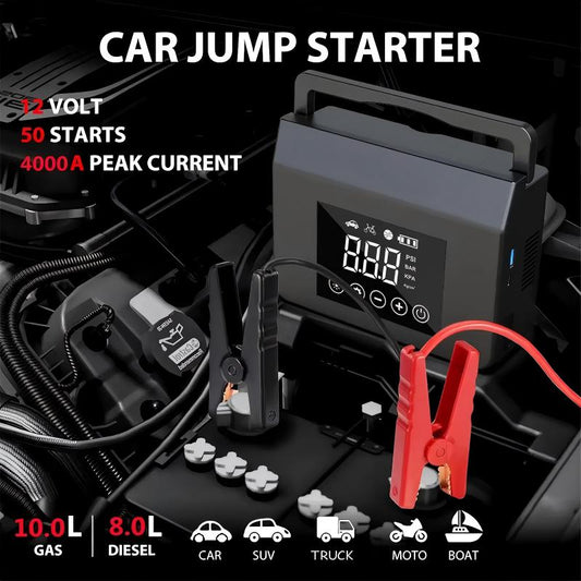 🔥50% OFF | 2-in-1 Car Starter & Air Compressor - Start Your Engine and Inflate Tires Anytime, Anywhere 🚗