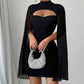 💃2026 New Arrivals 49% OFF💥Women's Cutout Ribbed Dress with Chiffon Cape
