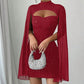 💃2026 New Arrivals 49% OFF💥Women's Cutout Ribbed Dress with Chiffon Cape