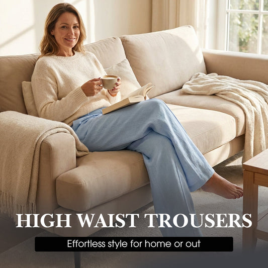 Women's Casual High Waist Wide Straight Leg Trousers