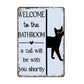 Vintage Highland Cow Aluminum Sign: Funny "Are You Pooping?" Black and White Bathroom Wall Decor