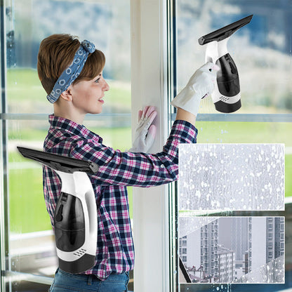 Cordless Window Vacuum Cleaner with Electric Squeegee, Water Suction Tank, Spray Bottle and Cleaning Pad for Windows, Mirrors, Shower Screens, Car Glass, Condensation and Smooth Surface Cleaning