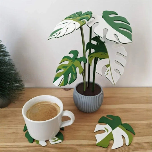 3D Printed Monstera Plant Coaster Set