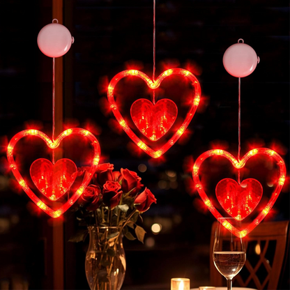 3PCS Valentine's Day Window Light Decoration with Timer