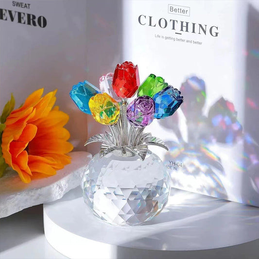 🌹 50% OFF FLASH SALE ! ⚡ Everlasting Crystal Rose Flower Figurine in Vase – Sparkling Crystal Craft, Eternal Flower Design, Exquisite Vase Set & Elegant Home Decor 💎