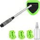 Extendable Windshield Cleaning Tool – 180° Rotating Head Car Window Cleaner with Non-Slip Grip & 4 Reusable Washable Microfiber Pads, Streak-Free Interior Glass Cleaning Kit