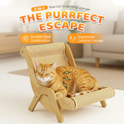 ✨ 2026 New Arrival | 2-in-1 Sisal Cat Scratcher Lounger | Space-Saving & Durable 🐱【50% OFF】