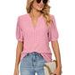 📢📢49% OFF !!!⏰Loose Solid Color T-Shirt Top with Hollow Bubble Sleeves
