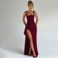 Square-Neck Sleeveless Bodycon Dress with High Side Slit