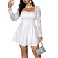 Women's Plus Size A-Line Mini Dress with Lace Sleeve