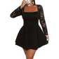 Women's Plus Size A-Line Mini Dress with Lace Sleeve