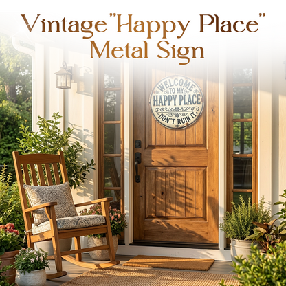 Vintage "Happy Place" Metal Sign