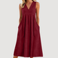 Women's Casual V-Neck Sleeveless Midi Dress