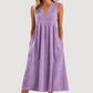 Women's Casual V-Neck Sleeveless Midi Dress