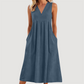 Women's Casual V-Neck Sleeveless Midi Dress