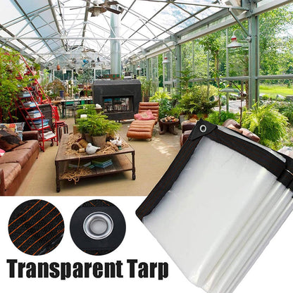 🌧️Transparent PE Cover Sheet – Weatherproof Clear Tarpaulin for Balcony, Patio, Greenhouse, Veranda and Garden：