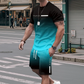 🌈 LIMITED-TIME 50% OFF! 👕 Men's Gradient Color 2-Piece Set – T-Shirt & Shorts, Breathable, Relaxed Fit 🩳