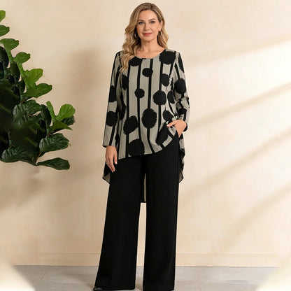 Women's Asymmetrical Print Top and Pants Set