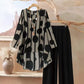 Women's Asymmetrical Print Top and Pants Set