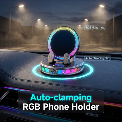 🎁2026 New Arrivals 50% OFF💥RGB Car Phone Mount – Auto-Clamping & Wireless Charging – Safe One-Hand Driving 🚗