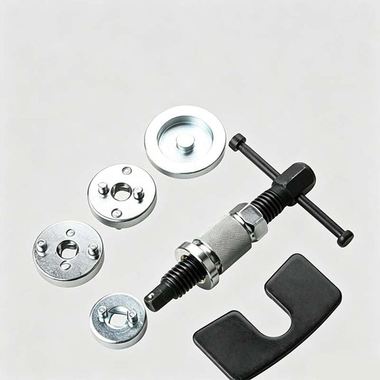 Brake Caliper Compression Tool Kit – Heavy-Duty CR-V Steel, Chrome-Plated Rust-Resistant, Precision T-Handle, Multiple Adapters for Universal Car Fit – Ideal for DIY & Professional Brake Pad Replacement