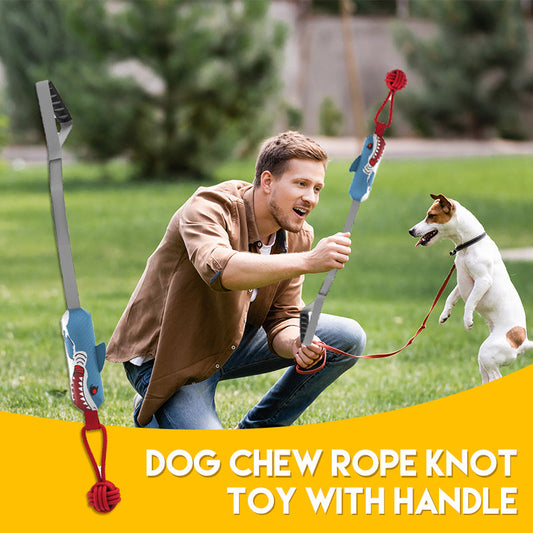 Interactive Shark Dog Tug Toy with Squeaker & Rope Knot