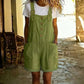 Retro Solid Color Romper with Adjustable Straps