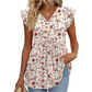 Women's Summer V-Neck Ruffle Sleeve Floral Peplum Top