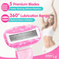 💥Up to 50% off！💥Women’s Travel Razor with Case 🐾 – 5-Blade, 360° Lubrication, 60° Pivoting Head, Cute Cat Paw Non-Slip Handle, Mini Portable Size