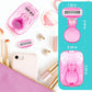 💥Up to 50% off！💥Women’s Travel Razor with Case 🐾 – 5-Blade, 360° Lubrication, 60° Pivoting Head, Cute Cat Paw Non-Slip Handle, Mini Portable Size