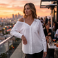 👚 50% OFF! ✨ Women's Off-Shoulder Button-Down Shirt – Asymmetrical, Crinkle Fabric & Long Sleeves – Airy, Relaxed & Chic 💫