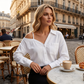 👚 50% OFF! ✨ Women's Off-Shoulder Button-Down Shirt – Asymmetrical, Crinkle Fabric & Long Sleeves – Airy, Relaxed & Chic 💫