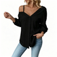 👚 50% OFF! ✨ Women's Off-Shoulder Button-Down Shirt – Asymmetrical, Crinkle Fabric & Long Sleeves – Airy, Relaxed & Chic 💫