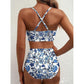 🌊High-Waisted V-Neck Bikini Set 👙✨ – Tummy Control, Criss-Cross Back, 6 Prints S-XL