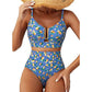🌊High-Waisted V-Neck Bikini Set 👙✨ – Tummy Control, Criss-Cross Back, 6 Prints S-XL