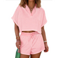 Women Striped Crop Top and Shorts Set
