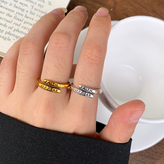 Love in Faith | Adjustable Gold & Platinum Brass Rings – Luxurious, Comfortable Adjustable Rings with Meaningful Faith Design | A Loving Gift for Christmas, Birthdays & Anniversaries, Gold Rings, Stylish Accessories