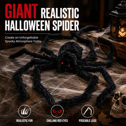🎃 50% OFF | Halloween Giant Spider Decoration 🕷️👻 – Oversized Outdoor Halloween Decor for Garden, Yard & Home ✨