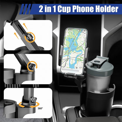 Car Phone Mount Cup Holder - Auto Parts Accessories, Large Adapter Long Arm, 360-Degree Rotation