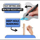High-Quality White Plastic Body Deep Hole Marker Pens - 10 Pcs Optional, 20mm Nib, 14cm, Waterproof Quick-Dry Office Stationery for Carpenters, Furniture Decoration, Marks Wood/Metal & Smooth Surfaces (Shake Before Use), Long Nib Markers