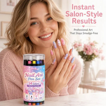 💅 12-Color Dual-Tip Nail Art Pens – Easy DIY Nail Designs