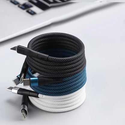 STATIK MagStack USB-C to USB-C: Cable | 100W Fast Charge | 480Mbps Data Sync | Tangle-Free Braided Nylon | For Phones, Tablets, Laptops and Headphones
