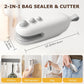 Mini snack bag sealing machine,Portable mini plastic bag sealer 2 in 1, plastic material, rechargeable, suitable for sealing and sealing snacks, coffee and pet food packaging Kitchen Preservation