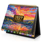 📅 2027 Desk Calendar & Habit Tracker – Artistic Oil Painting Monthly Planner for Work & Study