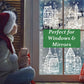 Large Christmas Window Stickers, Set of 4, House Design Static Cling Decorations with Snowman & Snowflake Pattern, for Festive Party