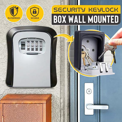 Wall Mount Key Lock Box - 4 Digit Combination Lockbox for Keys Safe Security Storage Resettable Code Lockbox for Outdoor Home Office Garage